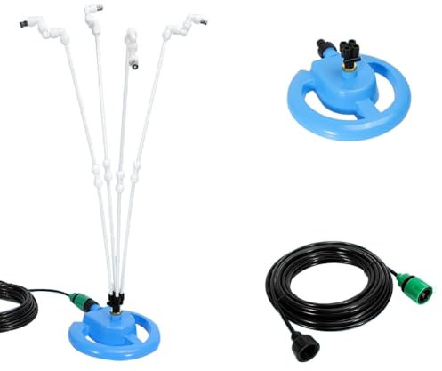 Reykentu Pulverizadores de pie para patio exterior, de refrigeración portátil de pie, ventilador de nebulización de agua para enfriar jardín al aire libre