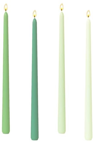Scentoria Stabkerzen Grüne, 4 Stück Kleine Kerzen, Stabkerzen, Spitzkerzen Höhe 25 cm ø 2,2 cm, Bunte Kerzen, Tisch Dekoration, Bankett, Hochzeit