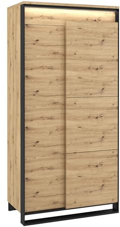 Friderik Quant Salon Kleiderschrank Bücherregal mit Regalen und LED-Beleuchtung (50T x 195H x 95B)