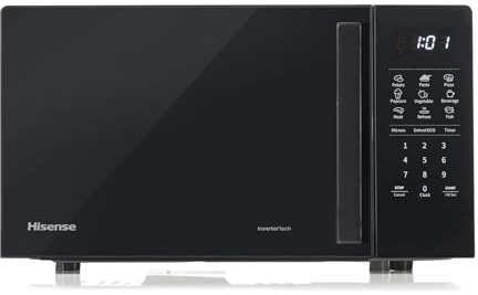 Hisense H20MOBS4HI Mikrowelle /20 L /700W /InverterTech/Keramikbeschichtung/Maßgeschneidert, Mehrphasiges Kochen/Auftaufunktion/Auto-Programm/Eco mode/10 Leistungsstufen/Kindersicherung/Schwarz