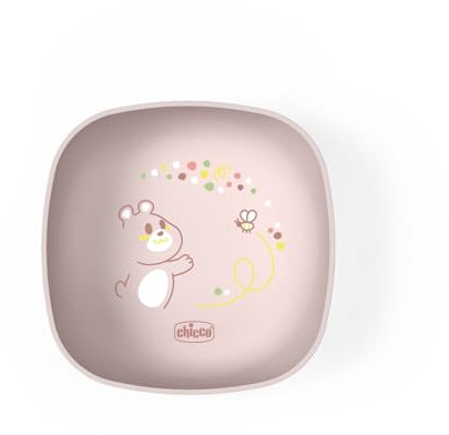 Chicco Assiette Bol à Manger pour Bébé et Enfants, Bol de sevrage, avec couvercle pratique en silicone pour le stockage des aliments, empilable, économise l’espace, 6+ mois, 0% BPA, Rose