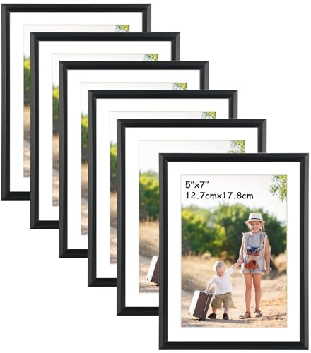 Ditwis 6 Stück Bilderrahmen 13x18 Schwarz mit Passepartout, Fotorahmen ohne Passepartout für 15x20 cm Fotos und Bilder, Moderner Rahmen für Wohn-, Schlaf- und Büroräume