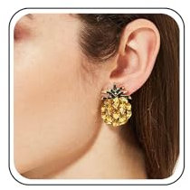 Cimenexe Böhmischen Kristall Cz Ananas Ohrringe Gelben Topas Ananas Ohrstecker Große Gold Strass Obst Schmuck Für Frauen