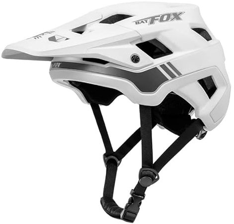 BATFOX Fahrradhelm, Leichter Komfort Mountainbike-Helm Skateboard Helm mit Visier, Atmungsaktiv Helme für Herren Damen Erwachsene Jugend, Verstellbar in der Größe (Weiß, L)