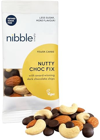 Nibble Simply NUTTY CHOC FIX with 81% Cocoa Mass Dark Chocolate Chips | No Ultra-Processed Ingredients | No Refined Sugar