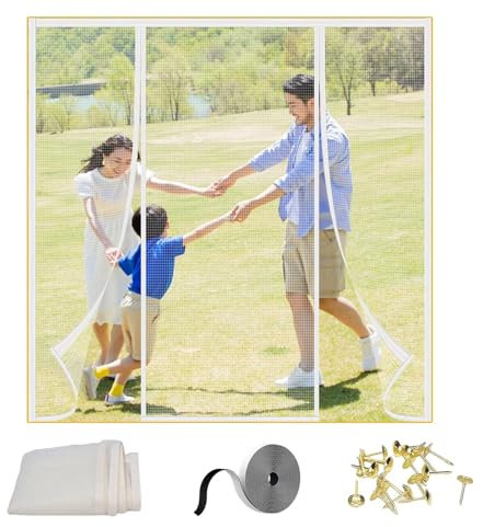 Zanzariera Magnetica per Porte Finestra 185x180cm(WxH) Bianco,Tende Zanzariere con Calamita per Finestre,Zanzariere Magnetiche balcone,si Chiude da Sola