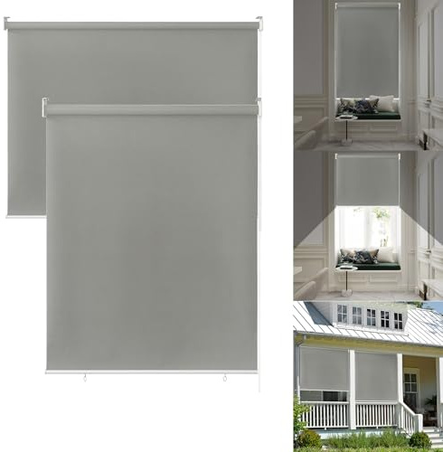 Suusolny Verdunklungsrollo Außenrollo Senkrechtmarkise Rollo Sichtschutz Wasserfest Balkonrollo für Balkon Terrasse,180 x 240 cm- Grau
