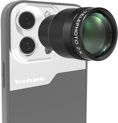 Veedzoens 2 x Teleobjektiv für Telefon 5X Teleobjektivkamera, mit 17 mm Gewinde, Universal-Handy-Objektivclip und tragbarer Tasche, kompatibel mit SmallRig und NEEWER, Veedzoens Telefonkäfig