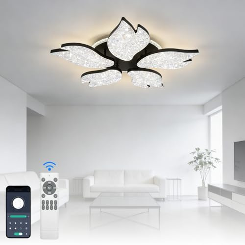 LED Deckenlampe Blume Deckenleuchte Wohnzimmer mit Fernbedienung/App | Speicherfunktion,Energieeffizient,Flimmerfrei,Dimmbar,Esszimmer Wohnzimmer und Flur
