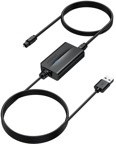 AUTOUTLET USB-A to Toslink Optical Audio Adapter, USB to SPDIF Digital Audio Converter 96kHz/16-bit, 1m Cable + 1m Optical Toslink Lead, Plug & Play for PC, Mac, Laptop(Not for TV/PS5/Xbox)