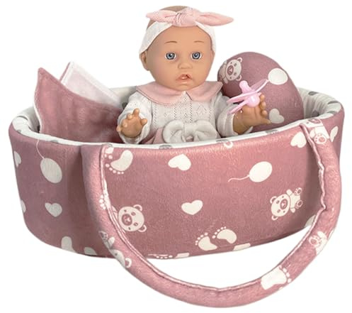 Obelunrp Babypuppen, 12 Zoll realistische Babypuppe mit Korb, Kissen, Steppdecke und Schnuller, weiche Ganzkörper-Vinyl-lebensechte Puppe mit Stoff für Neugeborene für Kinder, Winterdekoration
