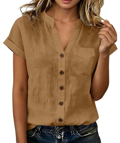 musselin bluse damen elegant,leinenbluse damen sommer,hemdbluse,kurzarm,hawaii hemd,beige,baumwolle,blusenshirt,musselinbluse,oberteil,sommerbluse,wanderbluse,sommerhemd,luftige,weiße,kurzarmblusen