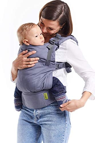 Boba X Babytrage Neugeborene ab Geburt - 2 Tragepositionen Mit Blick zum Baby und als Rucksack Kindertrage 3-20kg, Mit Kreuzbaren Trägern, Inklusive Schlafkapuze als Sonnenschutz (Grau)