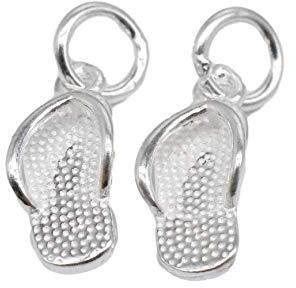 6 Sterling Silber Flip Flop Charm Schuh Charm für Halskette Armband Ohrring 925 Silber Flip Flop Charm Sandalen-Charm