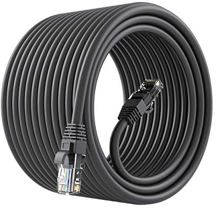 GEARit Cat 6 Ethernet Cable CCA (30 feet) LAN Network Cord, UTP, Internet, Network Cable - Supports Cat6 / Cat5e / Cat5 Network Standard - Black, 30ft