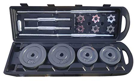 Fidusport Profi Hantel Set, Chrom, 20 kg – 50Kg Kofferset Lang Kurz Hanteln Chrom oder Schwarz Für Bodybuilding Fitness Gewichtheben (Schwarz)