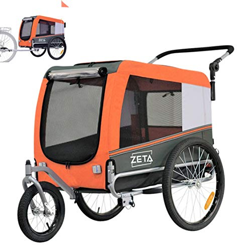 Zeta 2-in-1 Hunde Fahrradanhänger und Kinderwagen Orange M