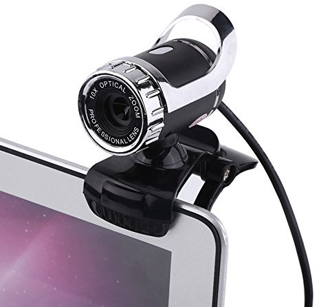 USB 2.0-Kamera, aufsteckbare PC-Kamera, automatischer Weißabgleich Manuell einstellbare Brennweite Silber / Rot für Office Laptop Desktop Home(Silver)