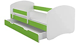 BDW Kinderbett Jugendbett mit Einer Schublade und Matratze Grün 140x70 || BESTPREIS ||