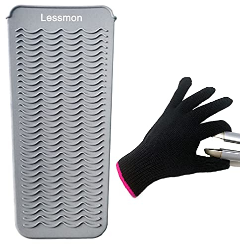 Custodia resistente al calore e guanto resistente al calore per ferri arricciacapelli, piastra per capelli, ferri da stiro e strumenti per lo styling dei capelli, 28,5 cm x 14 cm, grigio