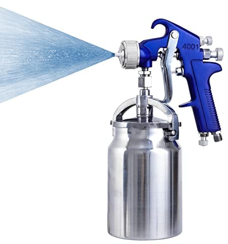 Pindex Siphon Suction Spray Gun Siphon Feed Paint Spray Gun with High Pressure Volume 1000cc Cup and 3 Nozzles(Blue)