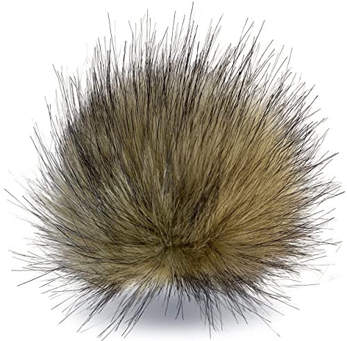 Wohnkult 10-12cm Kunstfell Bommel Pelzbommel Fellbommel Pompon Mützen Anhänger| 26 (Beige-Schwarz)