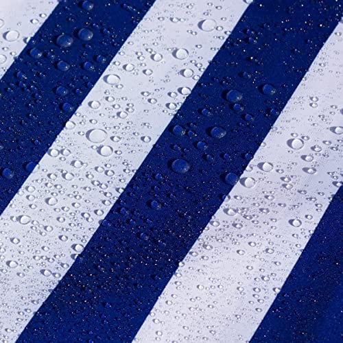 AQUA DENVER Wasserdichter Polyester Stoff Reißfest für Vordächer, Zelte, Outdoorbekleidung, Garten Meterware Farbpalette (Weiß-blaue Streifen)