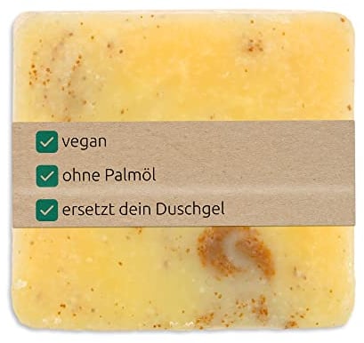 vellidan FRESH LEMON festes Duschgel, bio & vegan für Männer mit Lemongras. Feste Duschpflege, Duschseife, Naturseife, handgemachte Seife ohne Palmöl, 100g