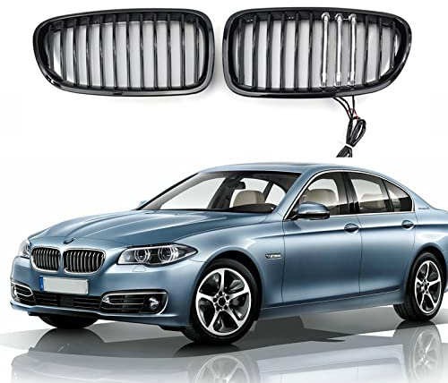 LCFZDQ Auto 2 Stück Auto Front Nieren Grill Racing Gitter Zubehör mit LED-Licht passend für BMW F10 F11 F18 520i 525i 528i M5 5 Serie 2010-2017