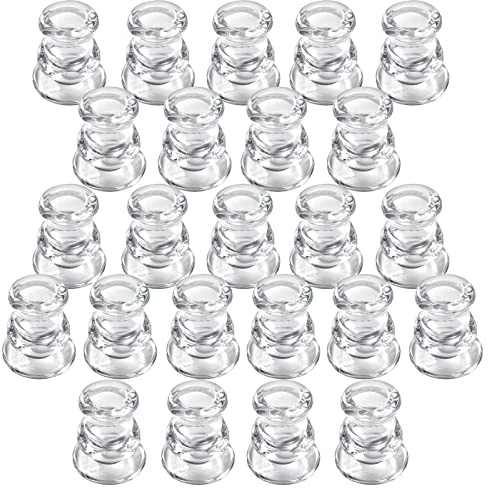 IYOUYA Transparente Kerzenhalter, 24 Stück, 5,3 cm Höhe, Kegelkerzenhalter, Großpackung für Stumpenkerzen, Stabkerzen, Glaskerzenhalter für Hochzeit, Party und Festival