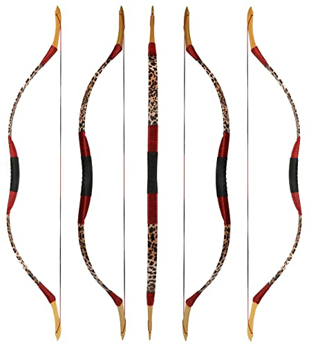 wolfman Traditionelles Bogen Recurvebogen Langbogen Sportbogen Bogenschießen Jagdbogen handgefertigter Holzbogen asiatischer mongolischer Bogen für Erwachsene Teenager Linke rechte Hand(H, 35Lbs)