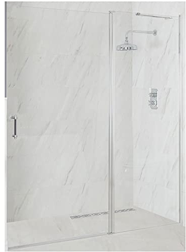 MILANO Chrome Single Hinged Frameless Shower Door 1100mm