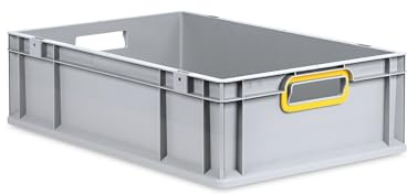 PROREGAL Eurobox NextGen Color | HxBxT 17x40x60cm | 34 Liter | Griffe gelb offen | Glatter Boden | Eurobehälter, Transportbox, Transportbehälter, Stapelbehälter