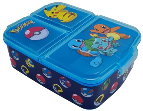 Stor - Pokemon Sandwich Box - Lunch Box for Children Cartoon Pokemon - Lunch and Snack Box for School - 3 Compartments - 6.7 x 16.5 x 19.5 cm - 150 g