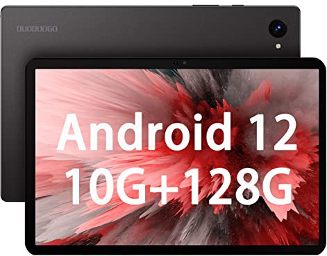 DUODUOGO Tablet Android 12 Tablet 10.1 Pollici, 10GB+128GB(TF 1TB), Tablet 2.0GHz Quad-Core, 5G WIFI Tablet PC, 8MP+5MP Fotocamera, 6850mAh Batteria, GPS Bluetooth 5.0 (Grigio)