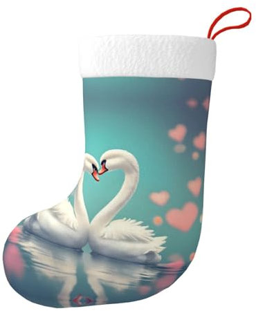 HYTTER Der verliebte Schwan Weihnachtsstrümpfe - weich, leicht geeignet für Christbaumschmuck
