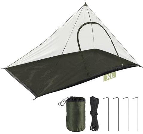 EFUTURETIME Grand Moustiquaire Camping, 240X140X110cm, Moustiquaire Voyage Léger Portable, Tente Exterieur Anti Moustique, Moustiquaire Exterieur avec Porte Zippé, Toit Pavillon-Vert