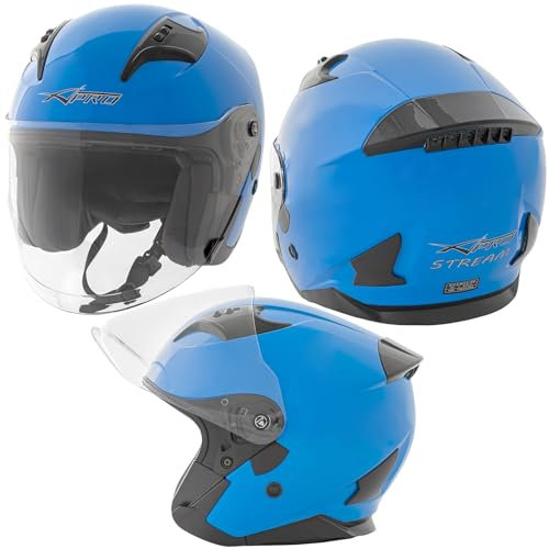 Jethelm Motorrad Offen Visier Roller Kratzfest Urban ECE 22-06 Blau XL
