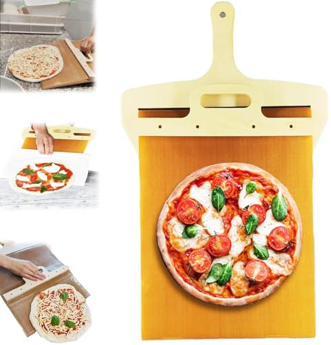 Rusopobe Large Sliding Pizza Peel, Light Weight Pizza Paddle with Handle Comfortable Grip Paddle Spatula for Baking Homemade Pizza Kitchen(A,16 * 45cm)