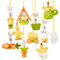 Logbuch-Verlag Decorazione pasquale in legno, da appendere, set da 11 pezzi, motivo: coniglietto pasquale, uovo di Pasqua, pulcino, decorazione primaverile, nostalgia, 3,5-5 cm