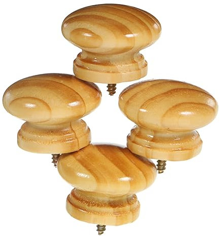 4Pcs Wooden Round Drawer Knobs for Children's Room - Zinc Alloy Self-Tapping Cartoon Handles for Cabinets, Wardrobes, and Dressers