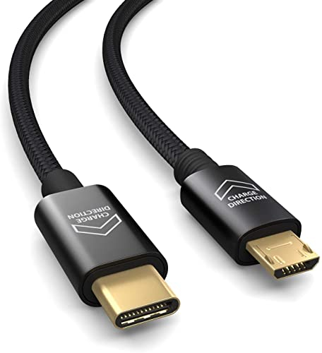 PAXO Cable de conexión USB OTG de 1 m, cable MICRO USB a USB C (carga dispositivos USB C), cable de datos, cable de carga, USB 2.0