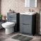 Nes Home Merton 500mm 2 Drawer Vanity Basin Unit, WC Unit & Elso Back to Wall Toilet Grey