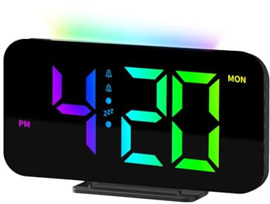 Digital Alarm Clock for Bedroom LED Display 8 Color Screen 10 Color Nightlight 5 Levels Brightness 3 Volume Type-C Charging Port Snooze Dual Alarm Power-Off Memory 12/24H Bedside Clock for Kids Adults