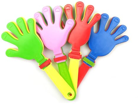 MWUMRCM 19CM Handklöppel, 4 Stück Kunststoff Hand Klöppel Geräuschmacher Handklatsche Klapperhand Krachmacher Partygeschenke Gefälligkeiten für Sportveranstaltungen, Konzert Party Zubehör