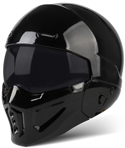 Casco Oculto 3/4, Casco Integral de Motocicleta, Casco Jet, Casco Abierto, se Puede convertir en Casco Completo y Medio Casco a voluntad, Unisex, ciclomotor Dot/ECE, Crucero. 6,L(59-60) cm