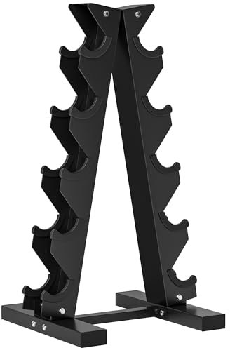 SPORTNOW Support d'haltères à 5 niveaux Support de stockage d'haltères en acier pour l'entraînement à domicile Charge 100 kg 35x33x66 cm Noir