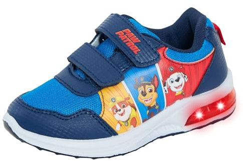 Paw Patrol Jungen leuchtende Sport-Turnschuhe mit Lichtern für Kinder, Chase Marshall, blinkende Schuhe, Gelb, Blau, Rot, 25 EU