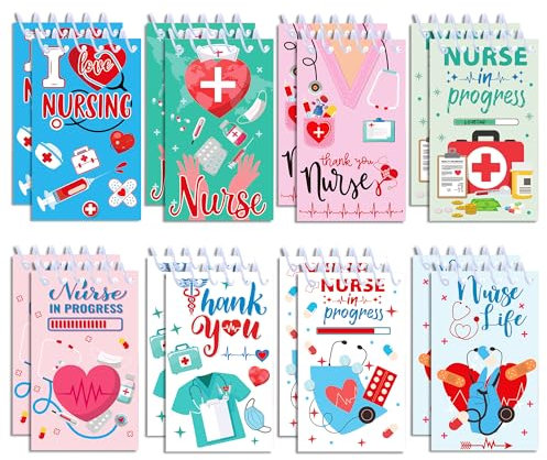 16 Pcs Nurse Memo Note Pads Mini Blank Notepads Spiral Nursing Small Pocket Notepads Medical Journal Notebook Nurse Gifts Nursing Student Daily Planner for Hospital School Supplies (Multicolor Cover)