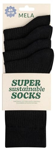 Mela Water Socken Bio Baumwolle 4 Paar - Herren & Damen - Business, Sport und Freizeit - weiß, schwarz, bunt - Baumwollsocken mit Fairtrade, GOTS & Grüner Punkt Zertifizierung (35-38, 39-42, 43-46)
